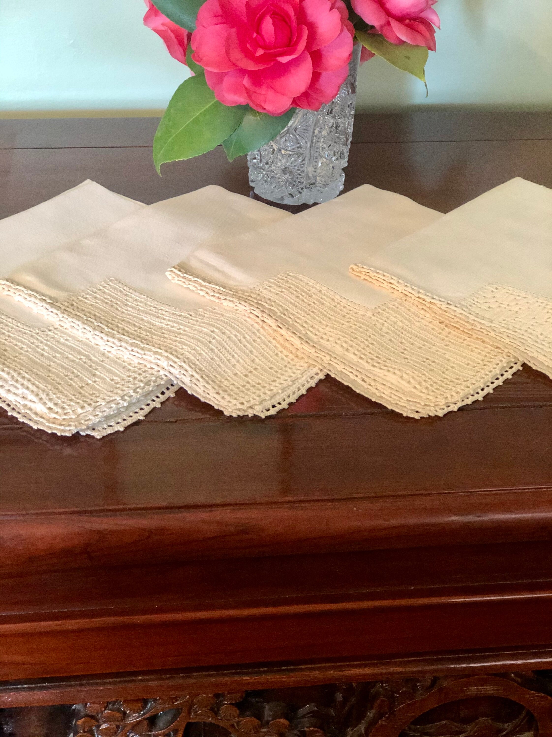 Cream Colored Vintage Lace Napkins Etsy