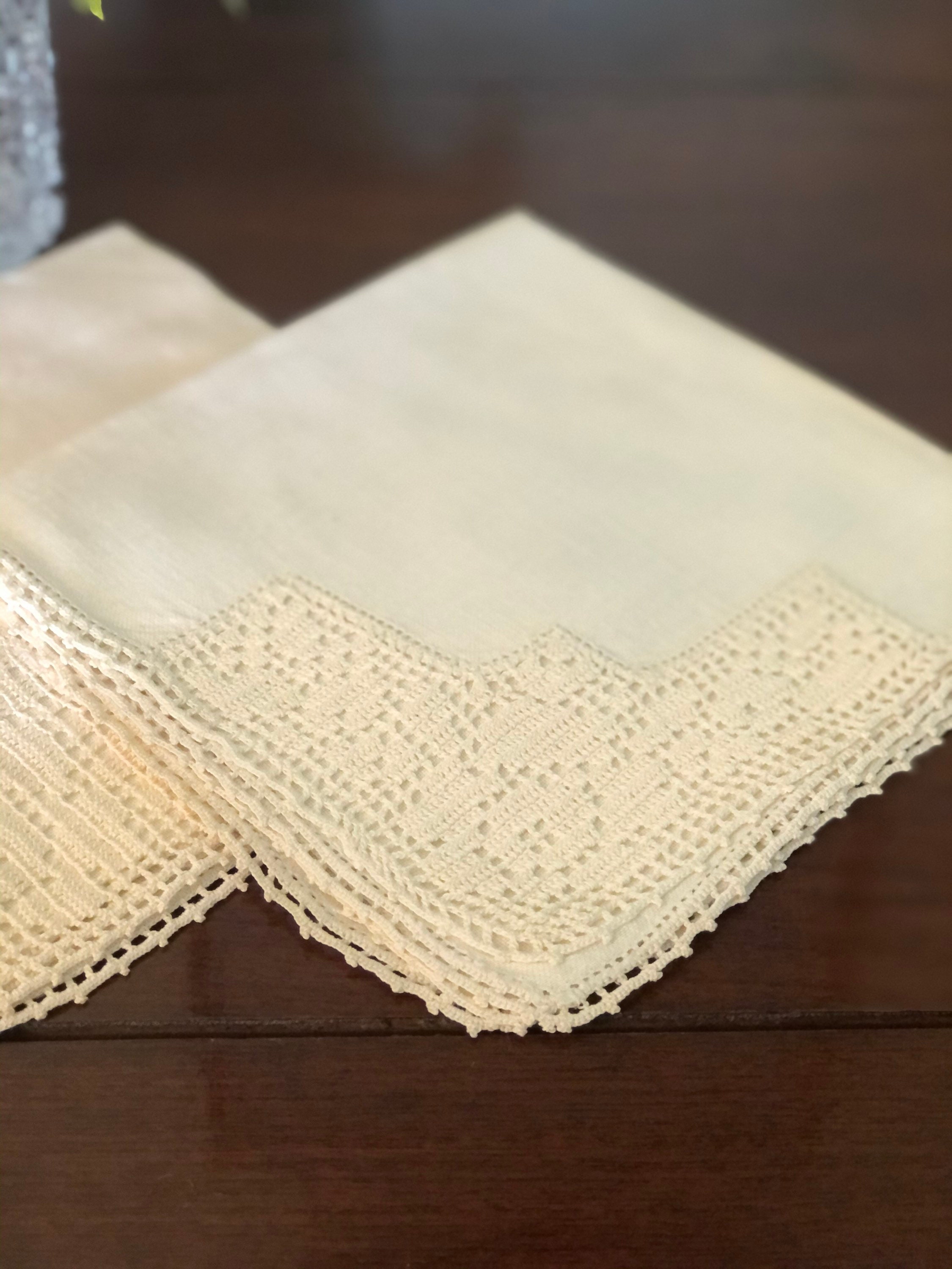 Cream Colored Vintage Lace Napkins Etsy