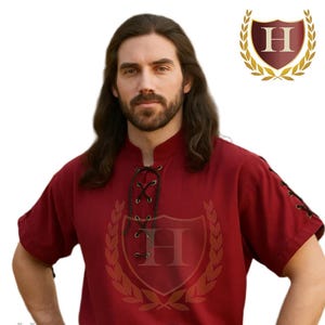 Men&#39;s Lace-Up Short Sleeve Renaissance Shirt