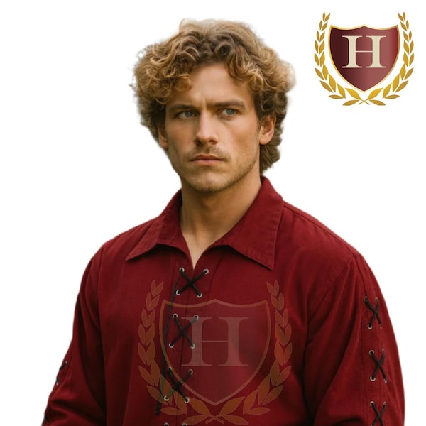 Men's Lace-Up Long Sleeve Renaissance Shirt, Pirate Shirt