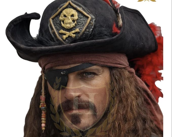 High Seas Rogue Tricorne – Adjustable Pirate Hat with Skull Emblem & Feather Accent
