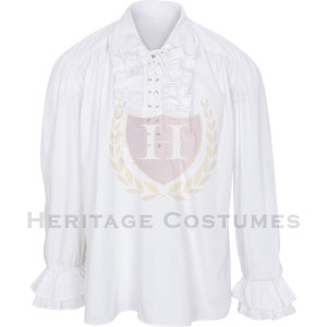 Ruffled Pirate Shirt, Renaissance Mens Blouse. Men&#39;s Medieval Shirt