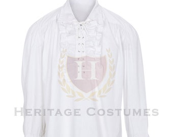 Ruffled Pirate Shirt, Renaissance Mens Blouse. Men's Medieval Shirt