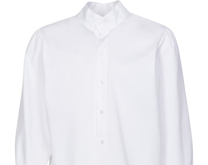 Children's Colonial Shirt Mandarin Collar In White