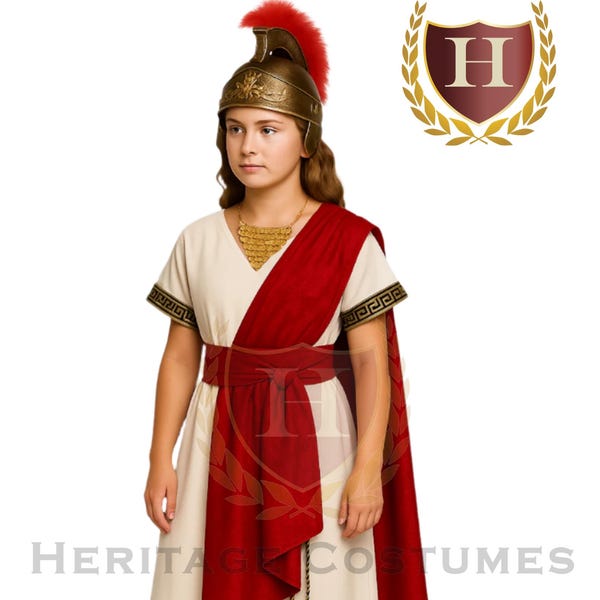 Disfraz infantil de Atenea/Minerva, diosa griega/romana de la sabiduría