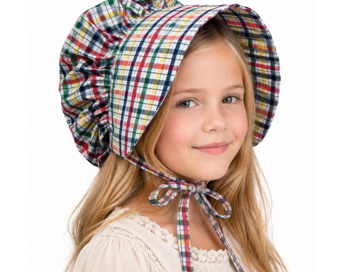 Children's Plaid Bonnet