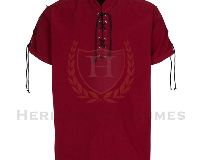 Men's Lace-Up Short Sleeve Renaissance Shirt