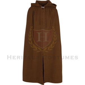 Renaissance Hooded Cloak with Clasp Brown