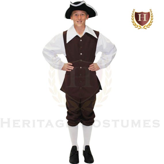 BPURB Costume colonial pour enfants du XVIIIe siècle Amérique du XVIIIe siècle pour garçons – Costume d'aristocrate baroque de luxe (8, ensemble marron
