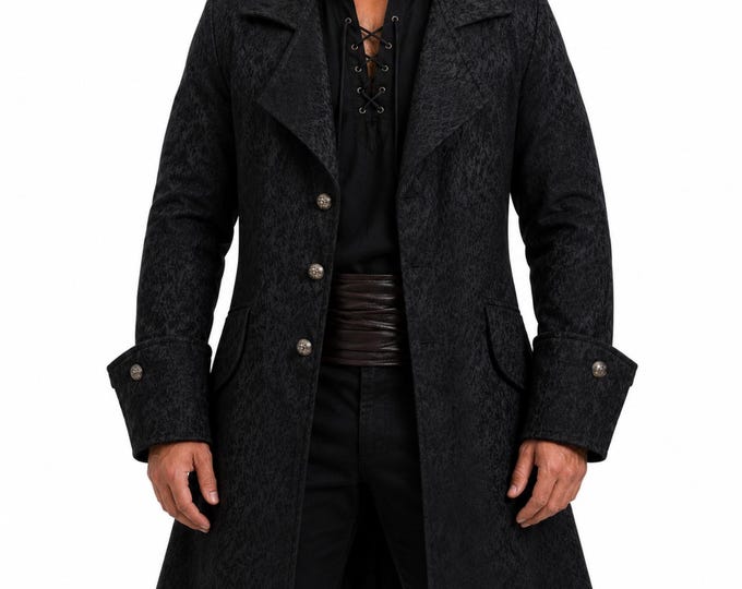 Pirate Frock Coat Black Brocade