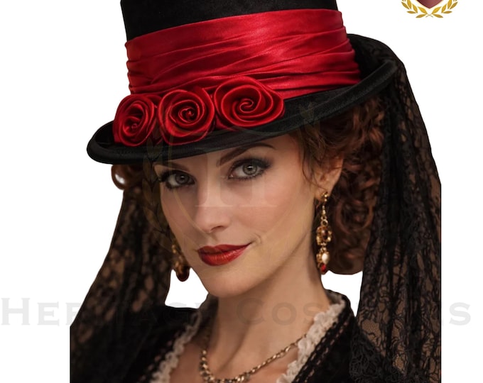 Victorian Ladies Short Top Riding Hat with Tail