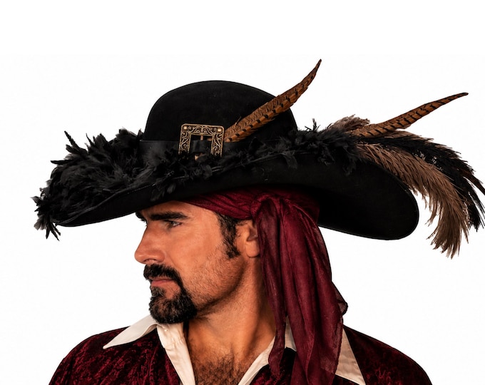Barbosa Pirate Hat | Pirate Captain Hat | Salty Sea Pirate Hat | Adjustable Pirate Tricorn Hat