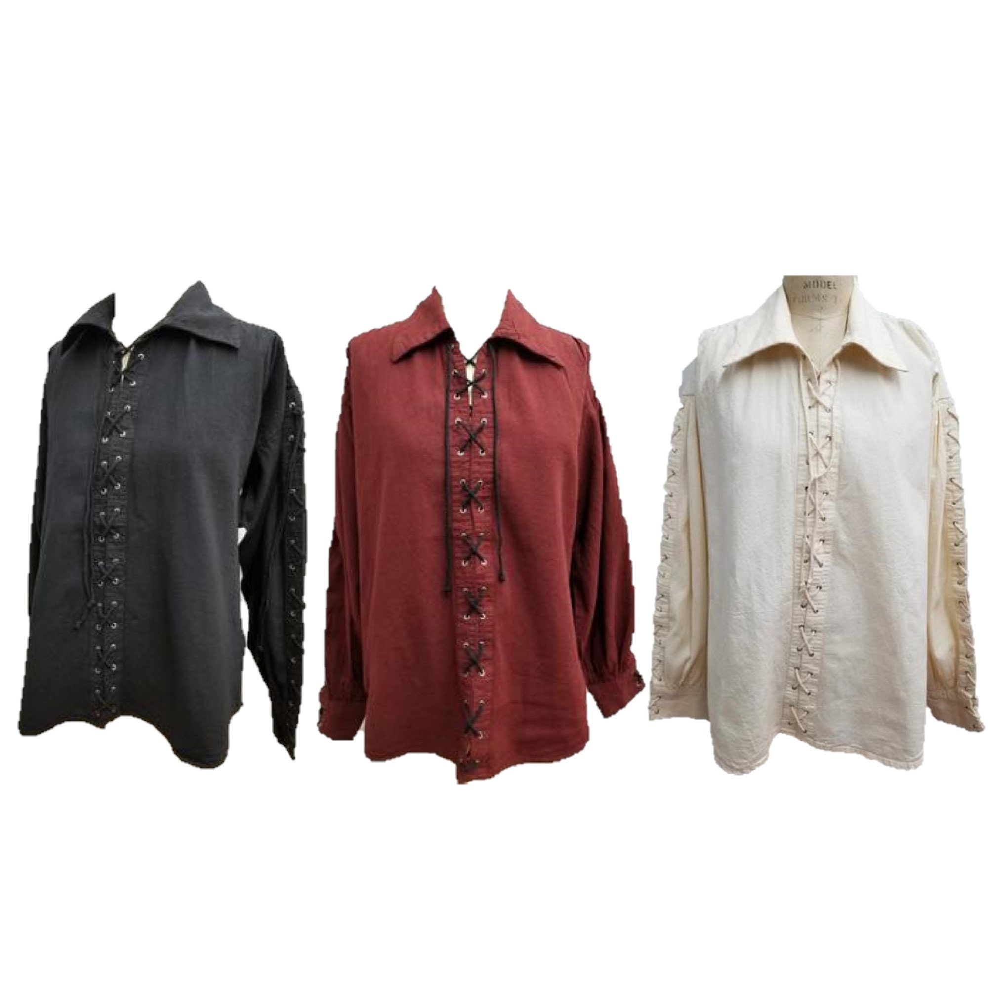 Men's Lace-Up Long Sleeve Renaissance Shirt