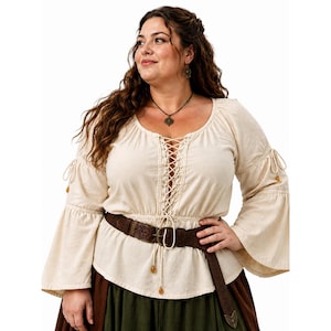 Ladies Long-sleeve Lace-up Renaissance Blouse