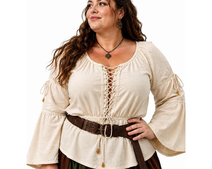 Ladies Long-sleeve Lace-up Renaissance Blouse