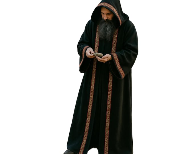 Adult Hooded Celtic Robe with Jacquard Trim