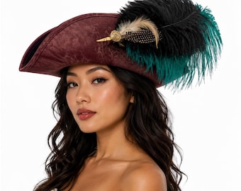 Sombrero pirata de piel sintética para mujer