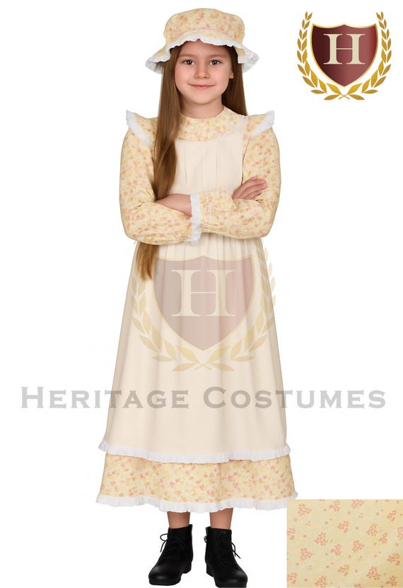 American Frontier Pioneer Girl Dress With Matching Bonnet and Apron - Etsy