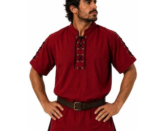 Men's Lace-Up Short Sleeve Renaissance Shirt