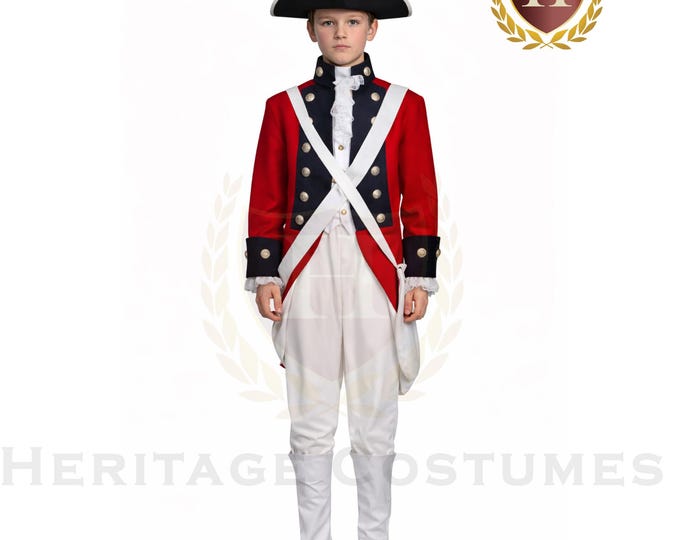 Deluxe Children's British Red Coat Revolutionary War Uniform