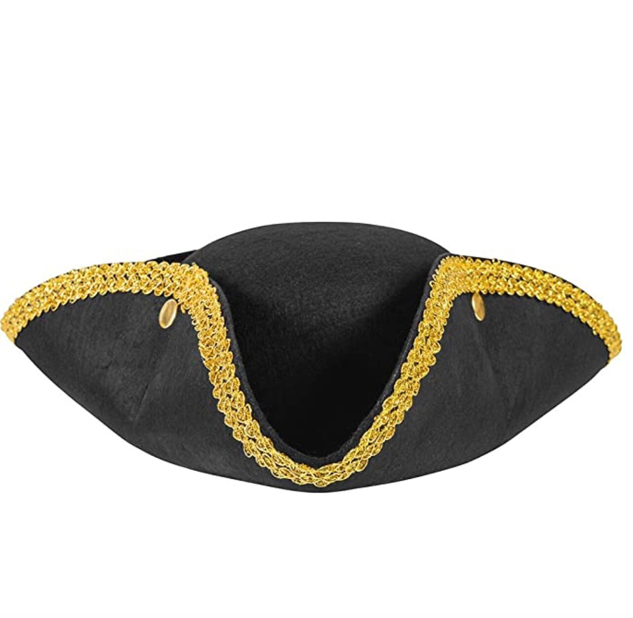Colonial Tri corner Hat W Gold Braid Trim