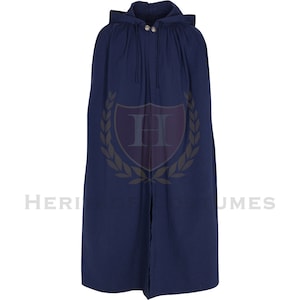 Renaissance Hooded Cloak with Clasp Blue