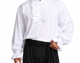 Men’s Colonial Pirate Shirt with Ruffled Jabot
