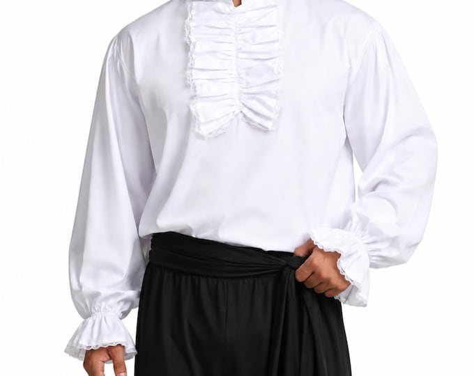 Men’s Colonial Pirate Shirt with Ruffled Jabot