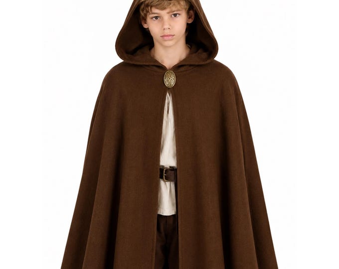 Hooded Medieval Children's Cloak, Travelers Cloak, Elven Cloak, Wanderer’s Cloak