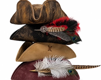 Faux Leather Pirate Tricorn Hat
