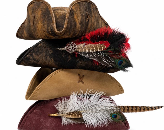 Faux Leather Pirate Tricorn Hat
