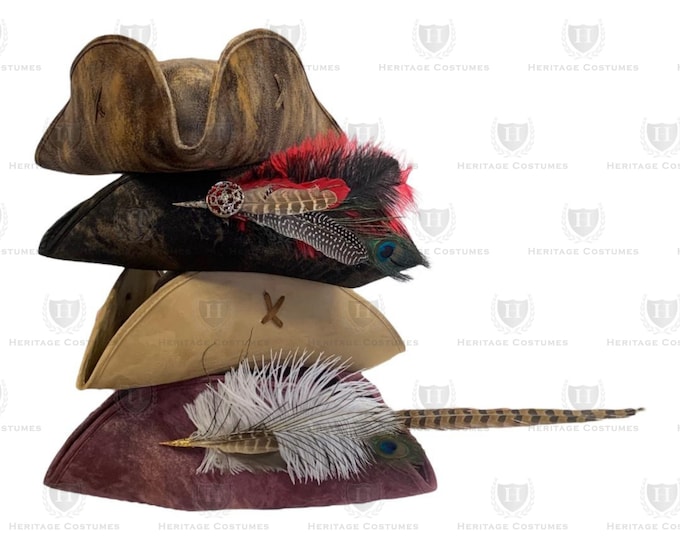 Pirate Tricorn Hat, Colonial Hat, Swashbuckler Hat