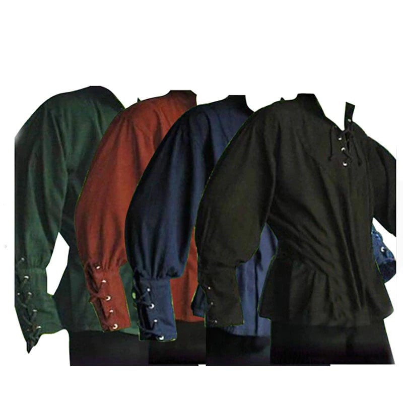 1605 Medieval Long-Sleeve Pirate Shirt Red, Green,Natural,Brown, Black 1605 Medieval Long-Sleeve Pirate Shirt Red, Green,Natural,Brown, Black