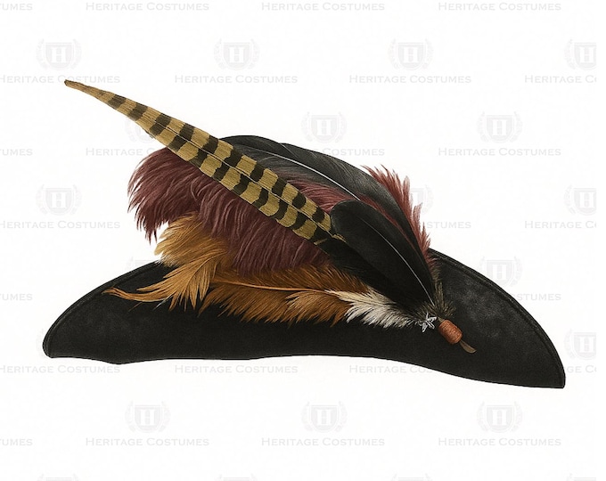 Blackbeard Pirate Hat – Weathered Faux Leather Hat with Feather Accent