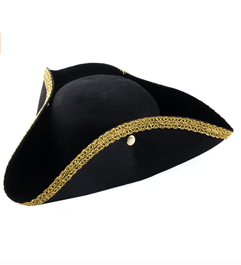 Colonial Tri-corner Hat W/Gold Braid Trim | Etsy