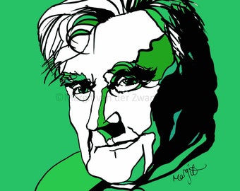 Ralph Vaughan Williams : handmade ink portrait. English composer. Music gift. Giclee print, unique and made with much love