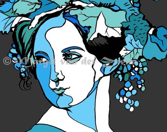 Fanny Mendelssohn portrait Art Deco Style Print Contemporary Art Female Composer Christmas gift for mum, dad musician & music lover!