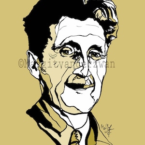 George Orwell |Giclee portrait print | wall art | English author | Nineteen Eighty-Four | Animal Farm | handmade in the UK
