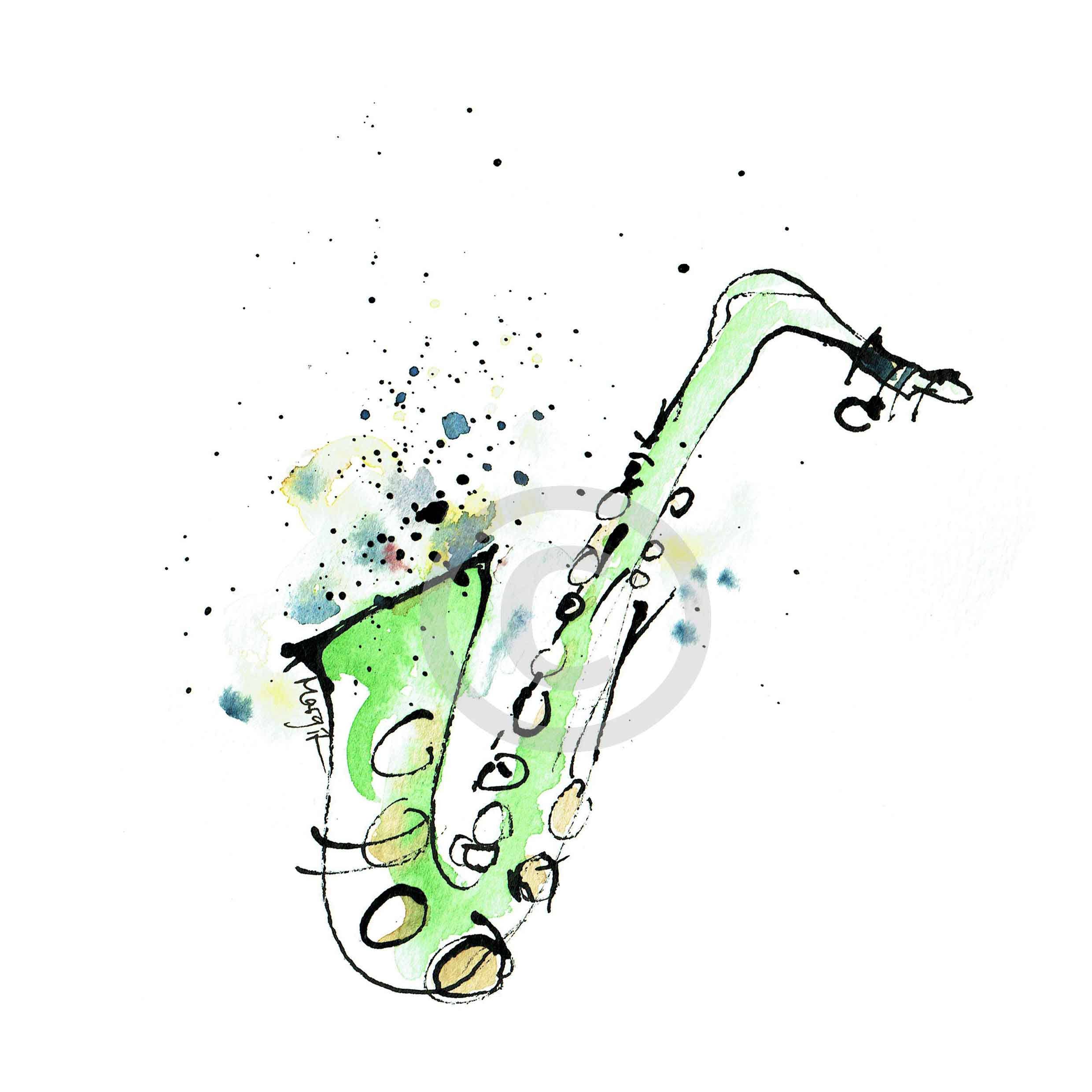 Oboe illustration Giclee print of musical instrument drawing Etsy