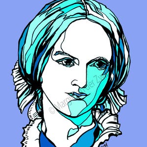 Charlotte Bronte | handmade portrait of Yorkshire writer | author of Jane Eyre | novelist extraordinaire | Art print | wall decor