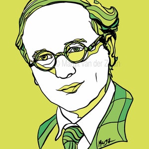 Messiaen : portrait of French composer. Giclée print for music lovers. Synaesthesia, ornithology, organ.