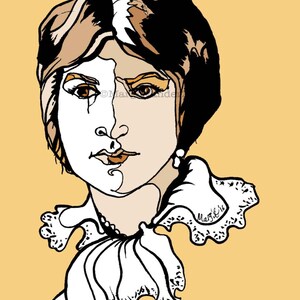Portrait of Lili Boulanger French composer. Paris conservatoire, Faure, France, romantic. Music gift. Signed giclee print of Ink Drawing