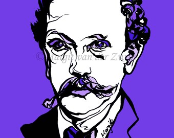 Richard Strauss | Gicleé print of my portrait painting of German composer |Classical artwork | Man with a moustache | Gift idea for musician