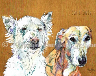 Hund-Portrait, original-Artworks basierend auf den Fotos, die Sie, die einzigartige senden und moderne Geschenkidee, wählen Sie eine oder mehrere Tiere. Mit Liebe gemacht.