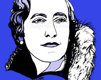 Agatha Christie Portrait Giclée Print: Crime Writer Art