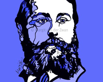 Delibes : portrait of French composer. Gift for music, ballet, or opera fans or simply if you like great facial hair.