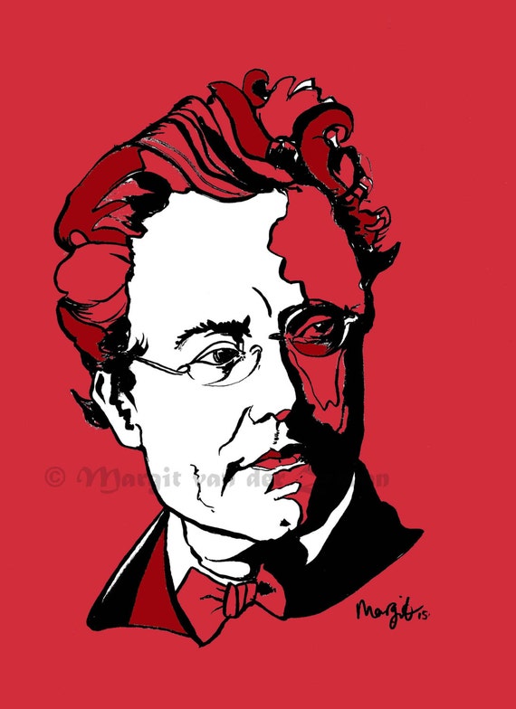 Ink Drawing of Austrian Music Composer Gustav Mahler Handmade in ...