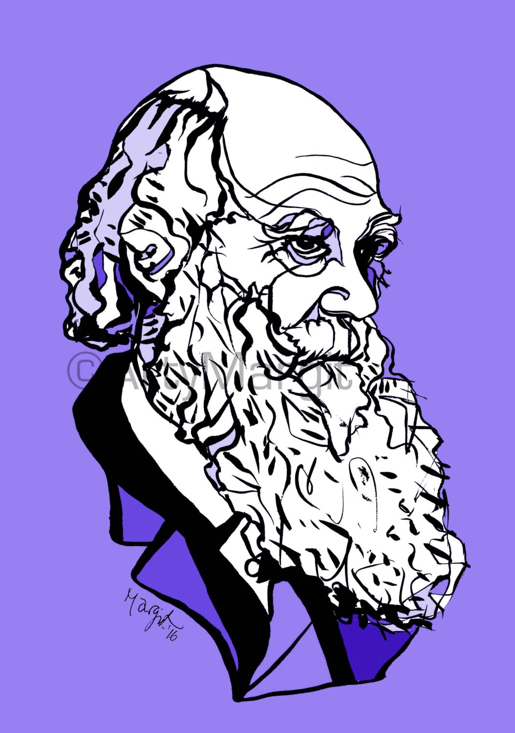 Charles Darwin Portrait Print. Decorative Wall Art. Origin of Species. Science and Nature. Biology. Natural Selection. Cambridge. Earthworm.