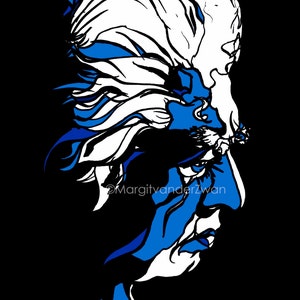 Khachaturian Composer portrait poster print Handmade pen and ink drawing design Perfect gift for musicians and music lovers Blue and black