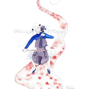Cello Girl - Limited edition Giclee Print - hand painted in Manchester using watercolours and love